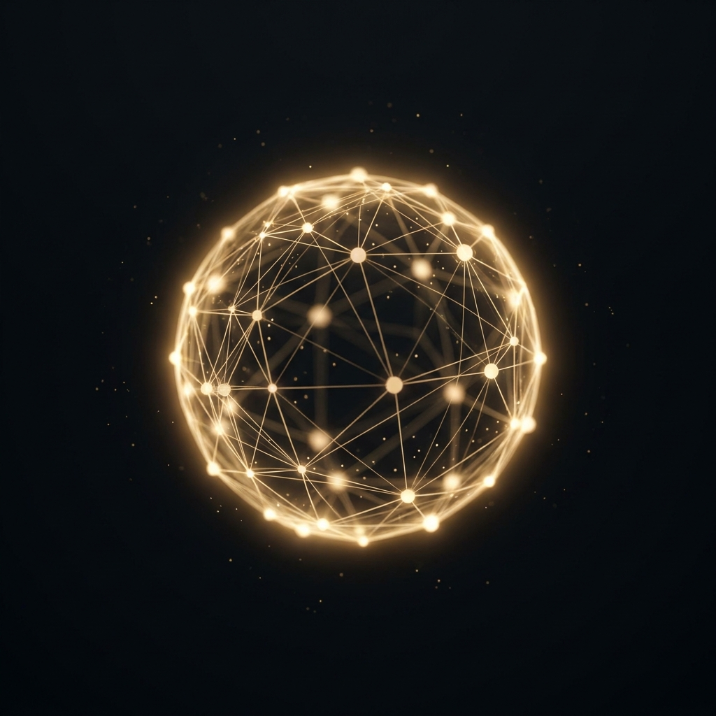 Gold spherical network of connected points — a founder's growing audience